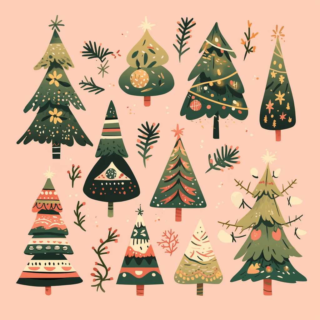 Christmas Tree Dusk original repeating artwork
