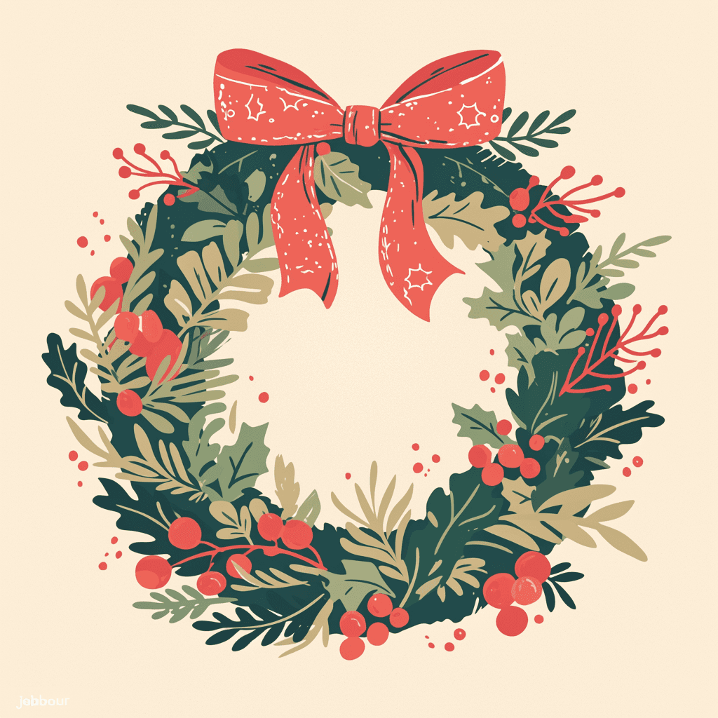 Christmas Wreath Night original repeating artwork