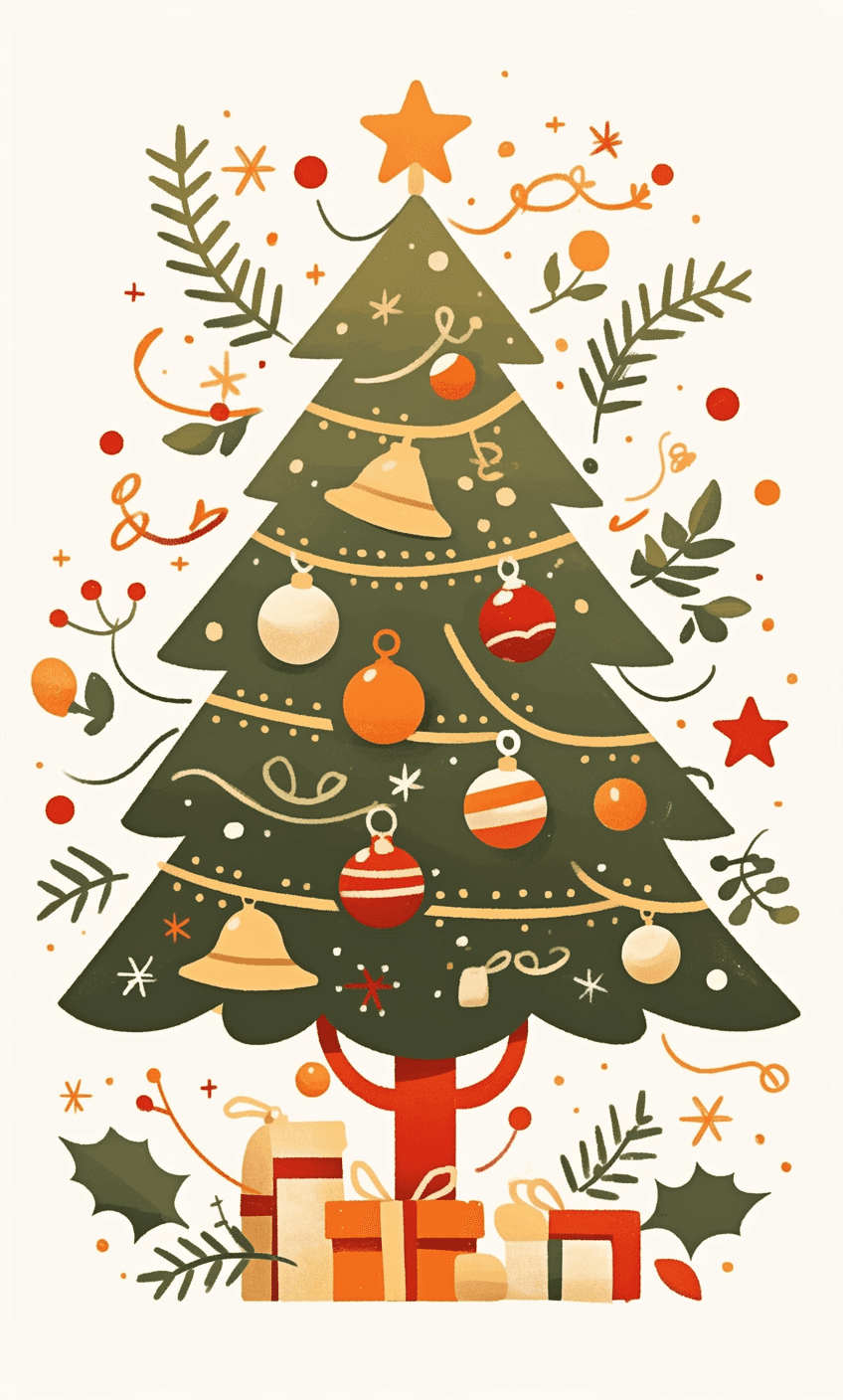 Christmas Tree Run original repeating artwork