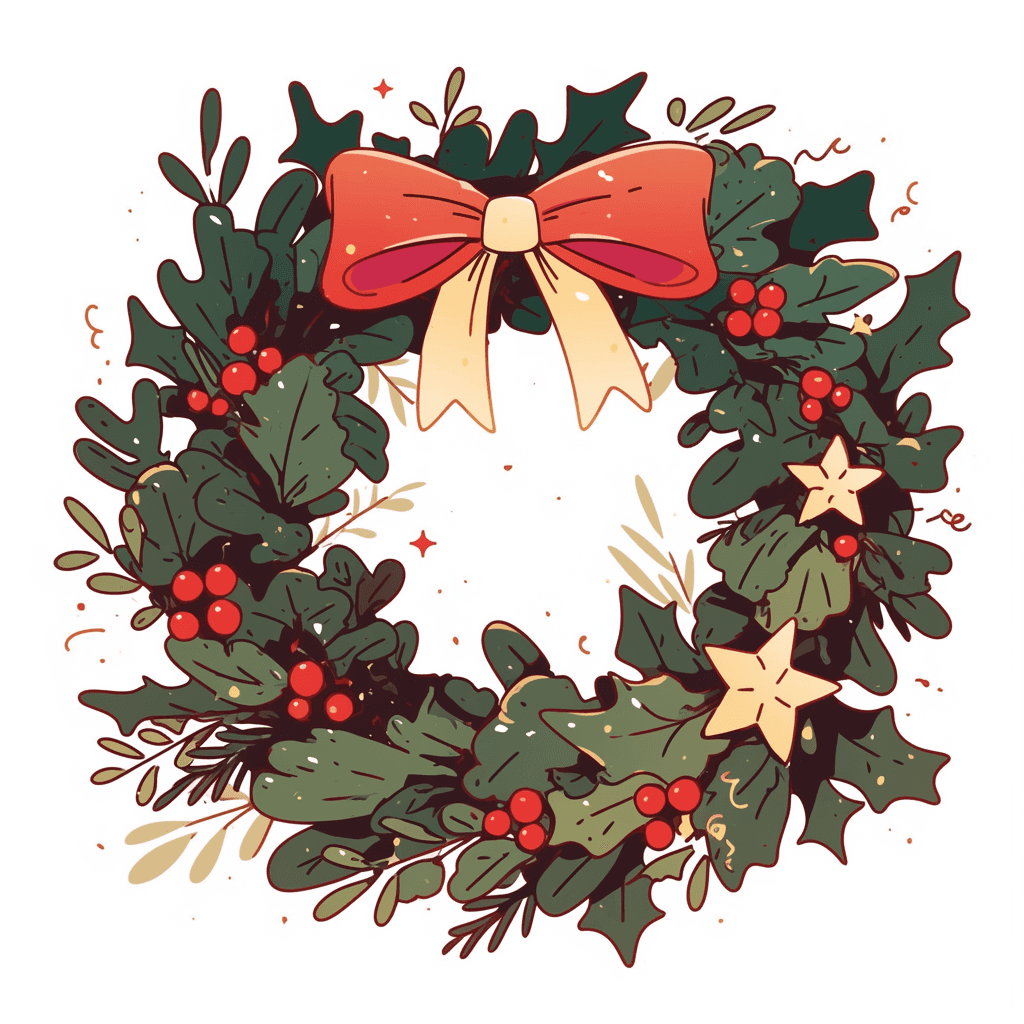 Christmas Wreath Rooftop original repeating artwork