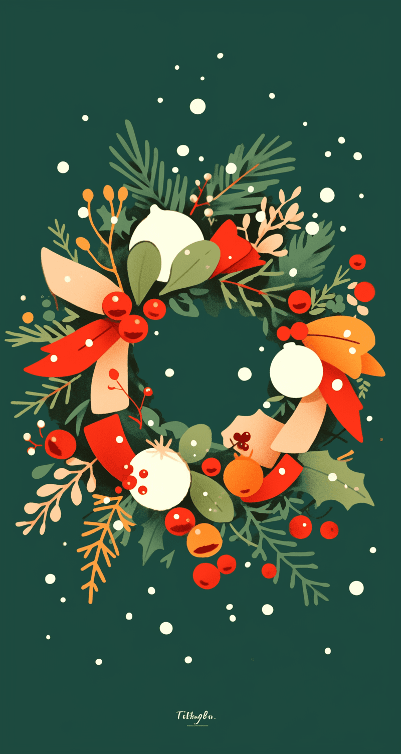 Christmas Wreath Dawn original repeating artwork