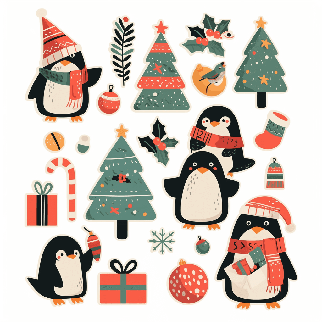 Christmas Penguin Crew original repeating artwork