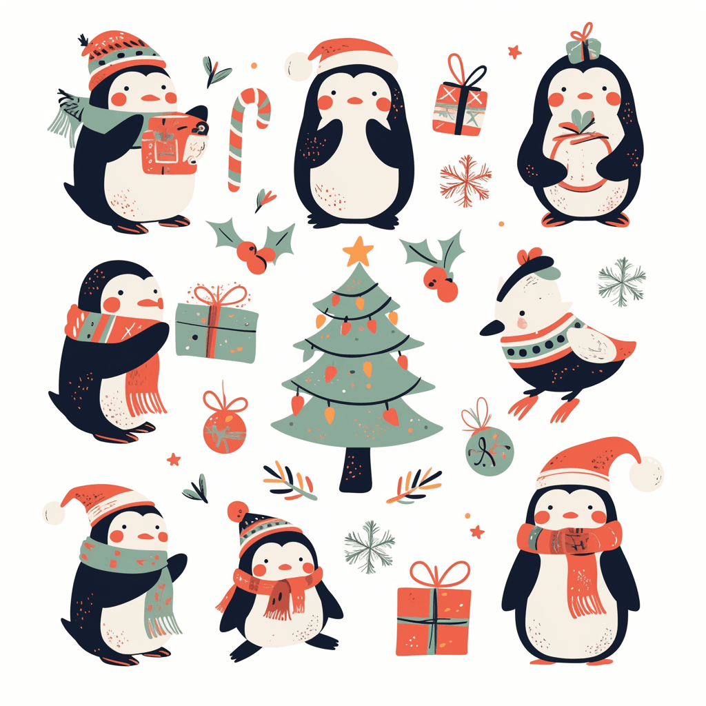 Christmas Penguin Beats original repeating artwork