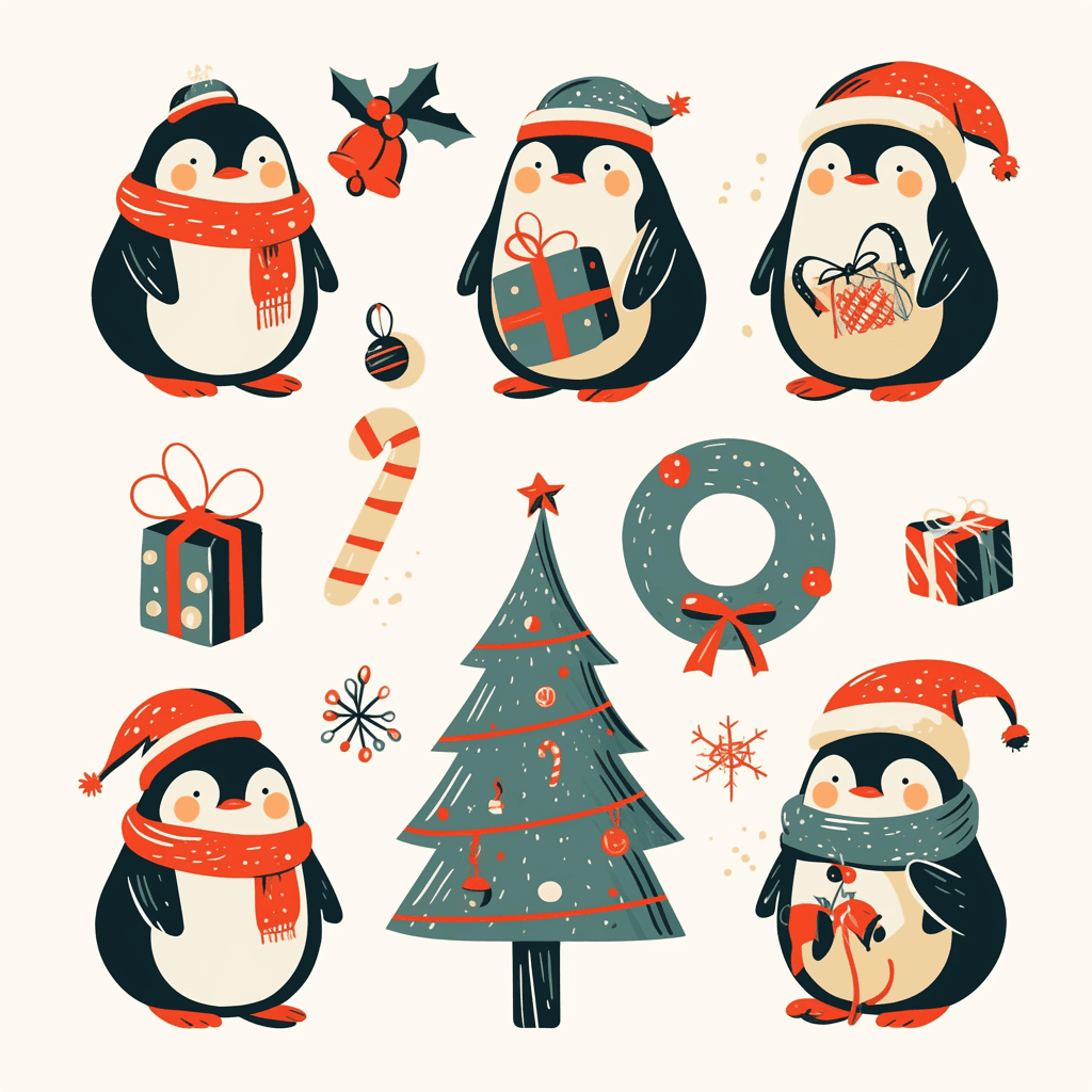 Christmas Penguin Rhythm original repeating artwork
