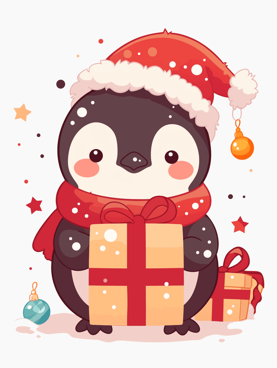 Christmas Penguin Pals original repeating artwork