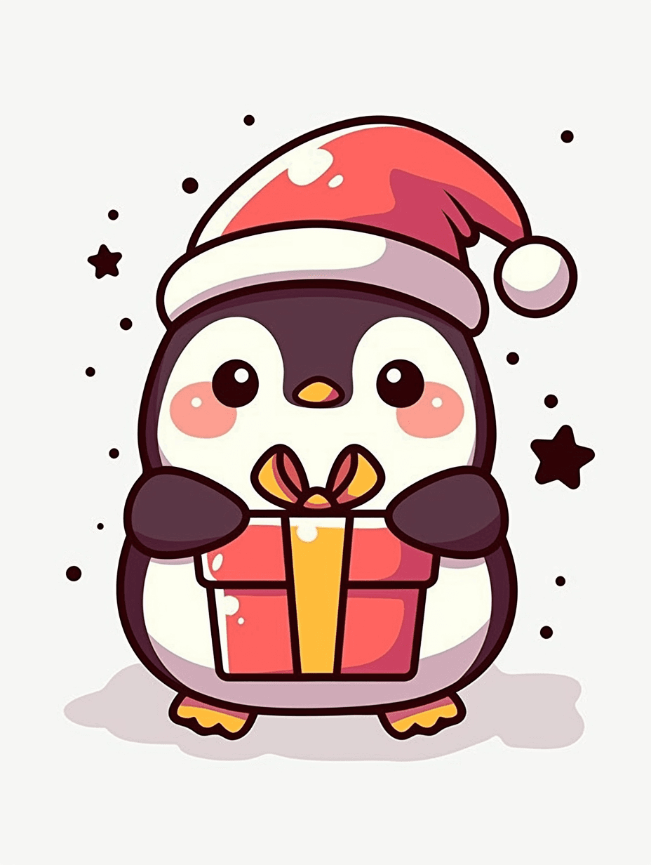 Christmas Penguin Parade original repeating artwork