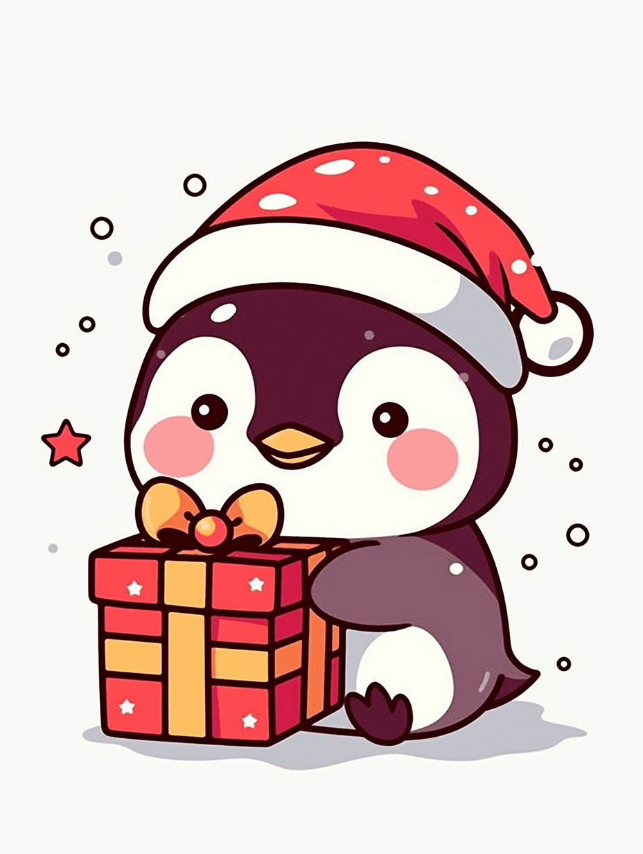 Christmas Penguin Squad original repeating artwork