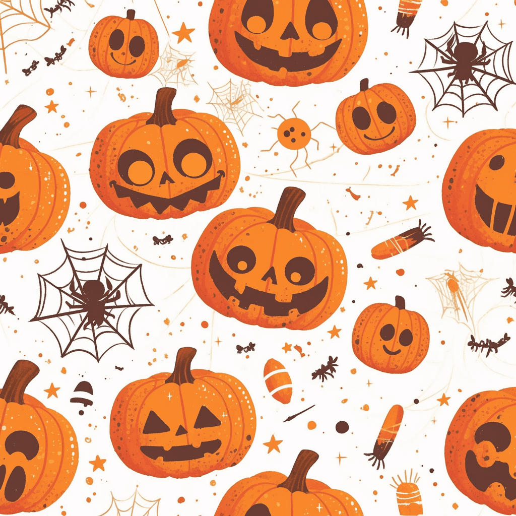 Halloween Pumpkin Picnic original repeating artwork
