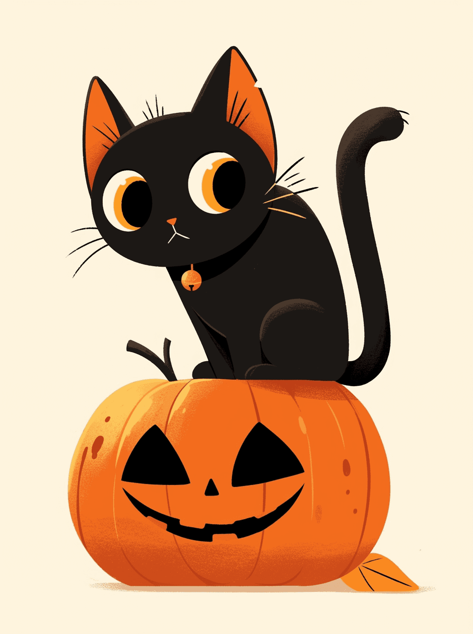 Halloween Cat Bounce original repeating artwork