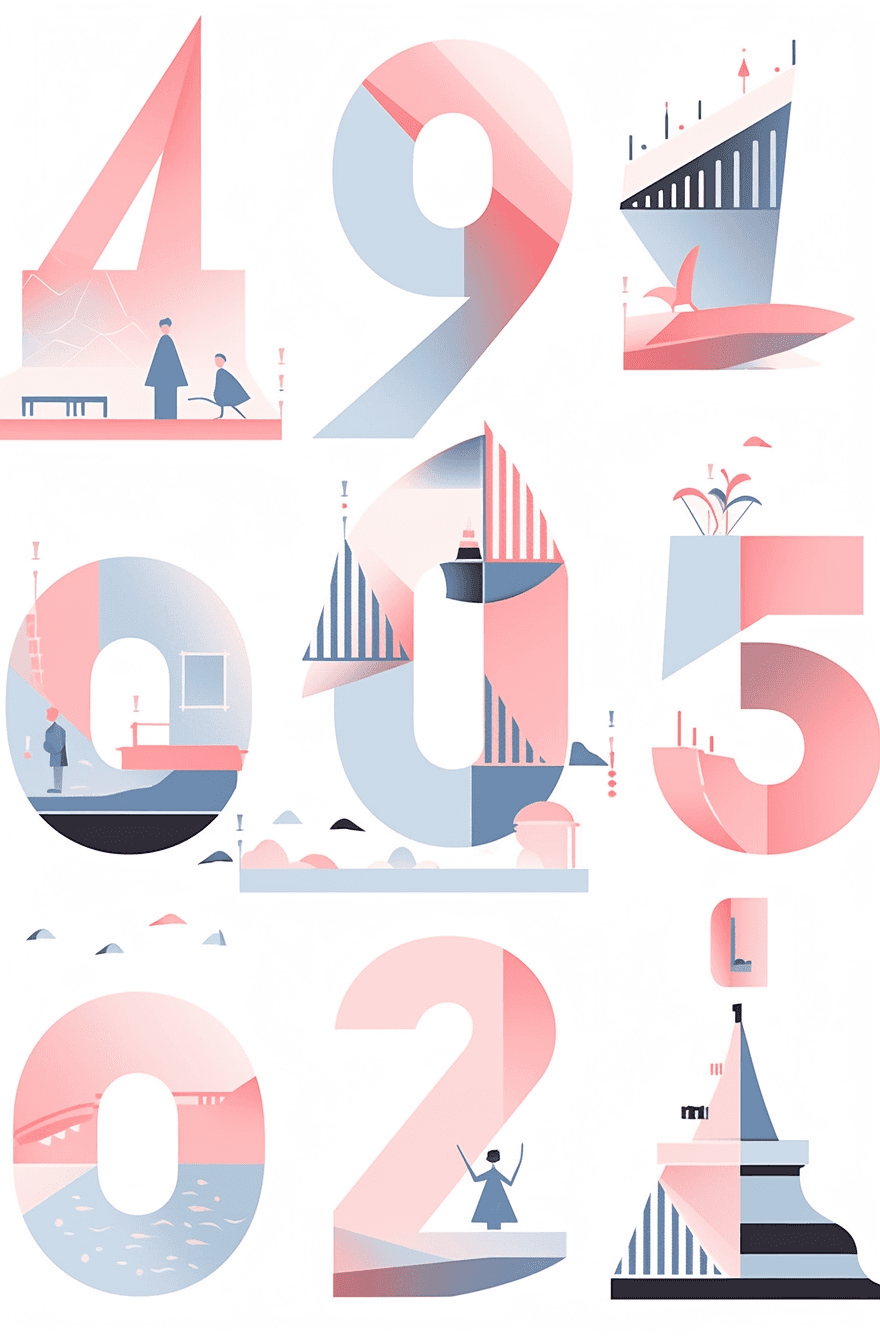 Geo Number Flip original repeating artwork