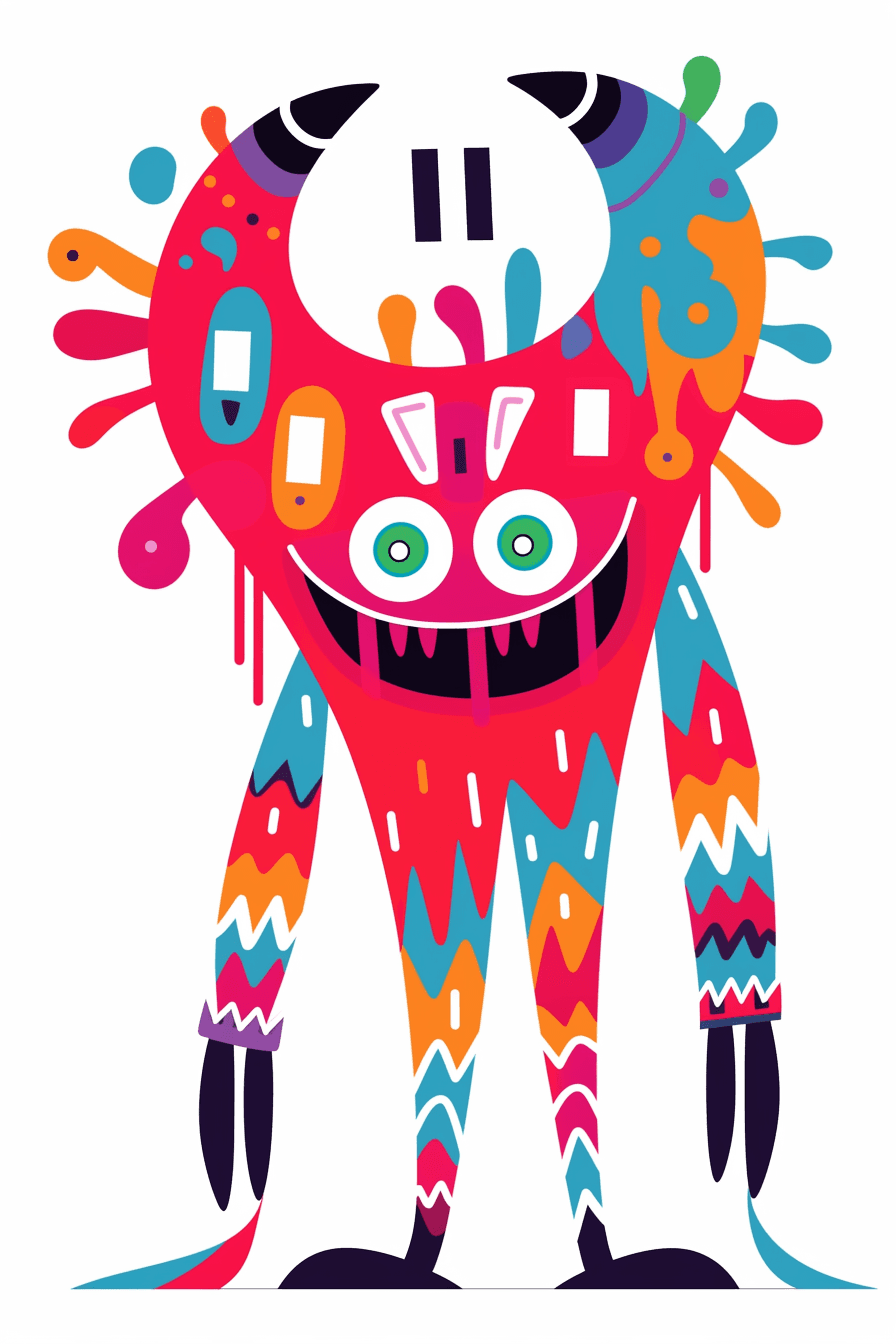 Cartoon Monster Kick original repeating artwork