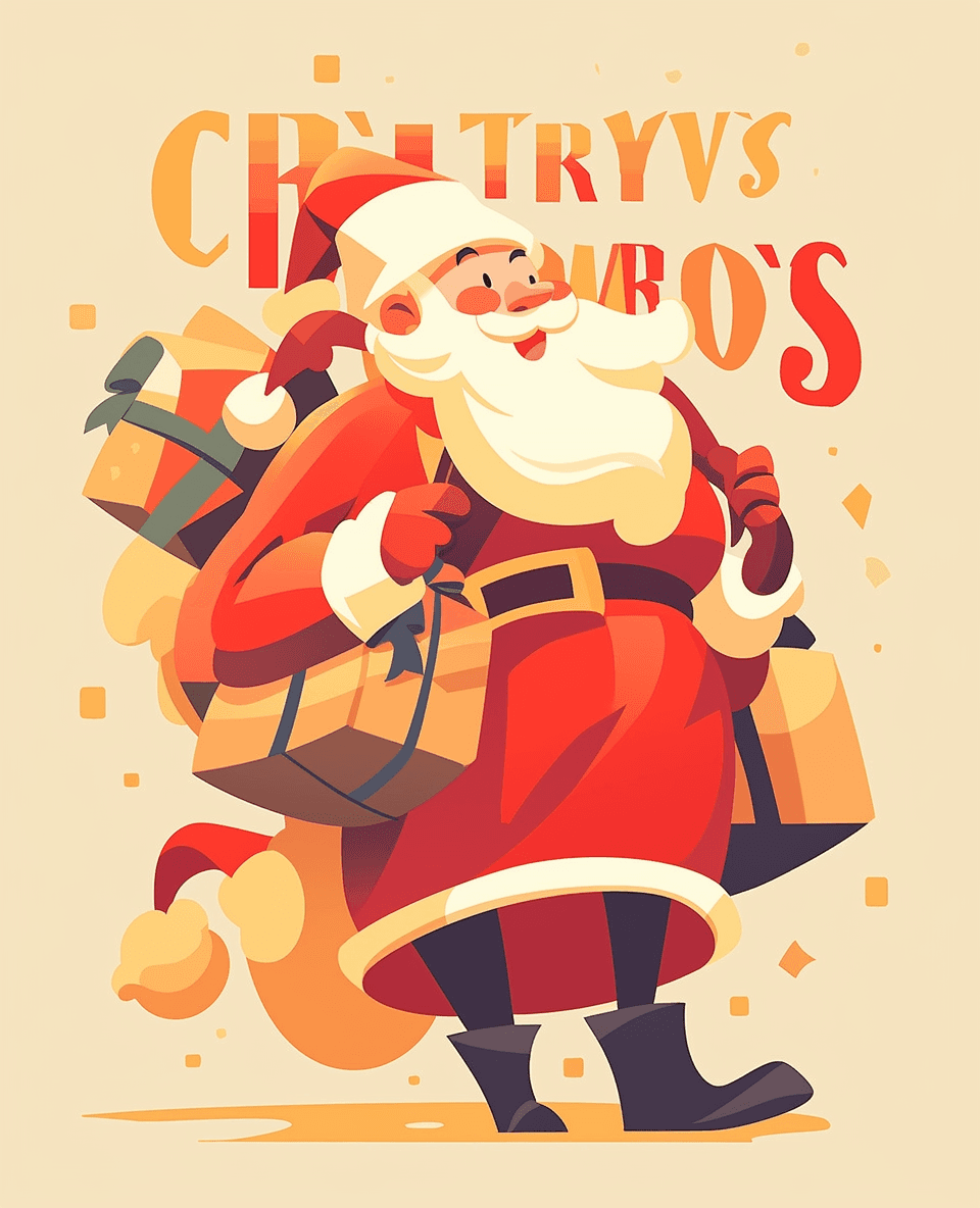 Christmas Santa Picnic original repeating artwork