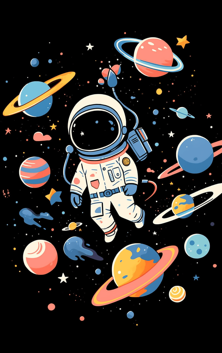 Astronaut Wander original repeating artwork