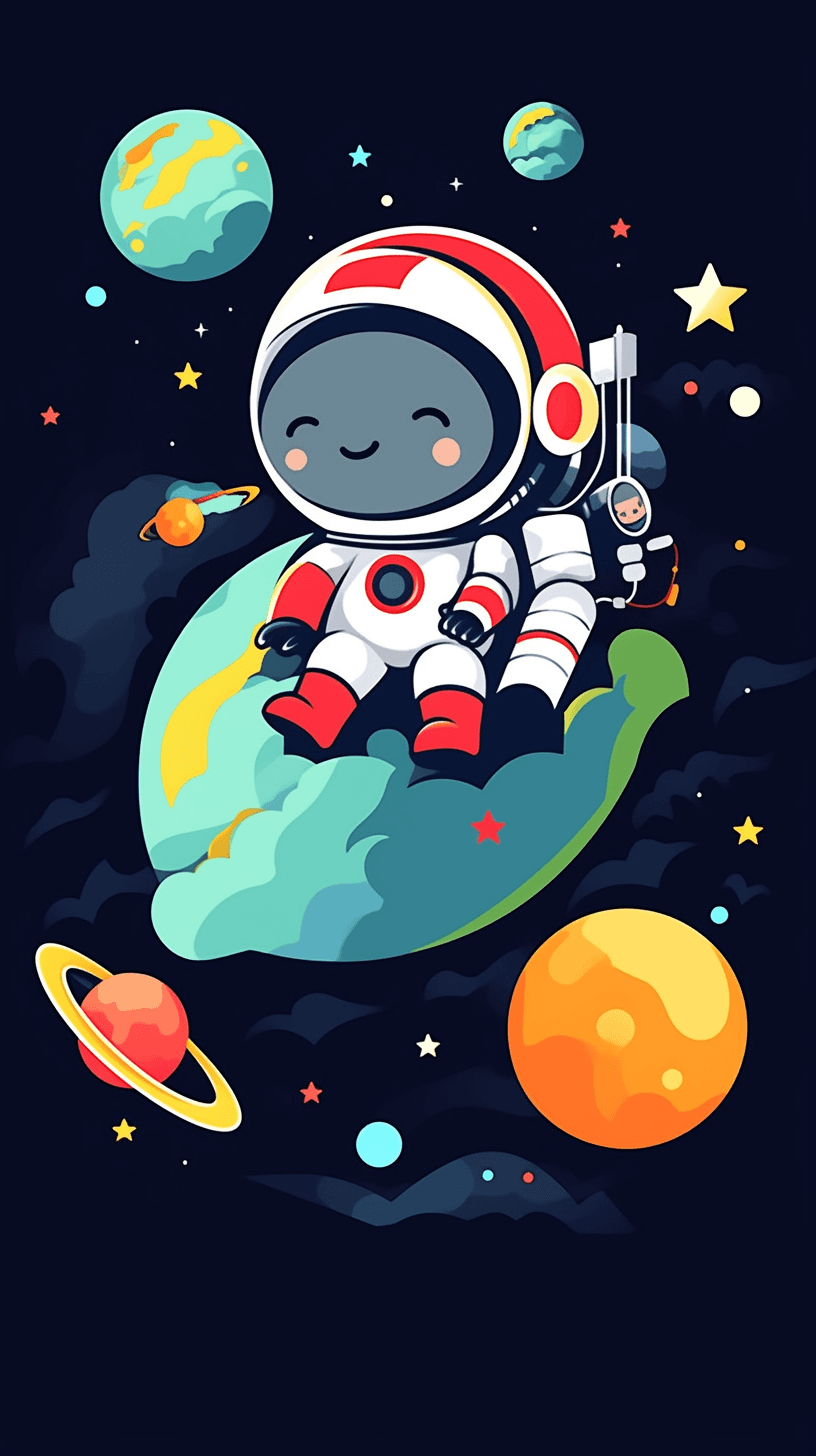 Astronaut Pals original repeating artwork
