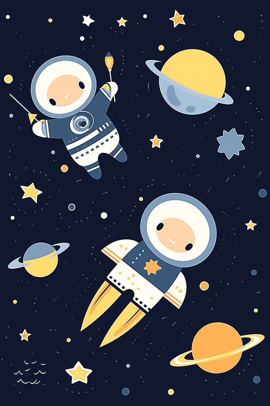 Astronaut Duo original repeating artwork
