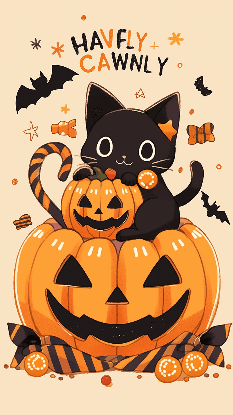 Halloween Cat Crew original repeating artwork