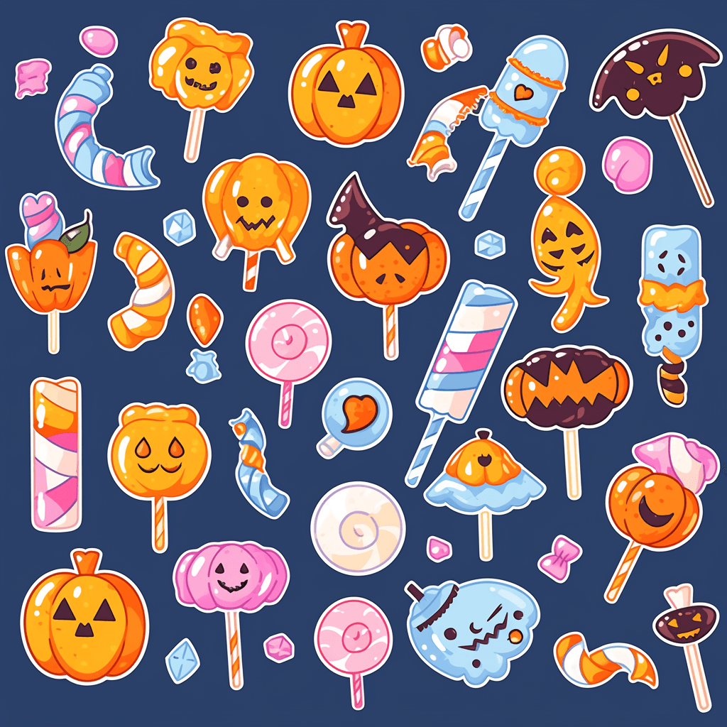 Halloween Lollipop Pals original repeating artwork