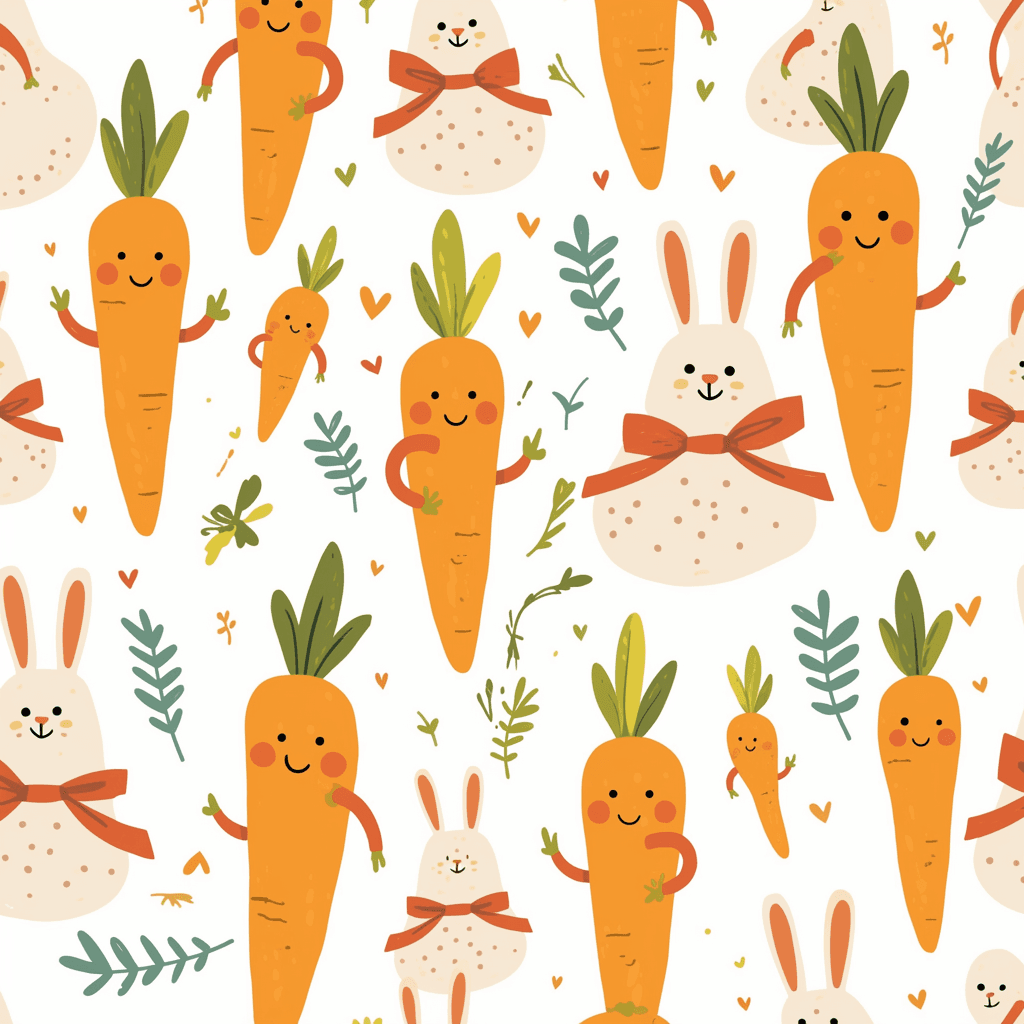 Carrot Bounce original repeating artwork