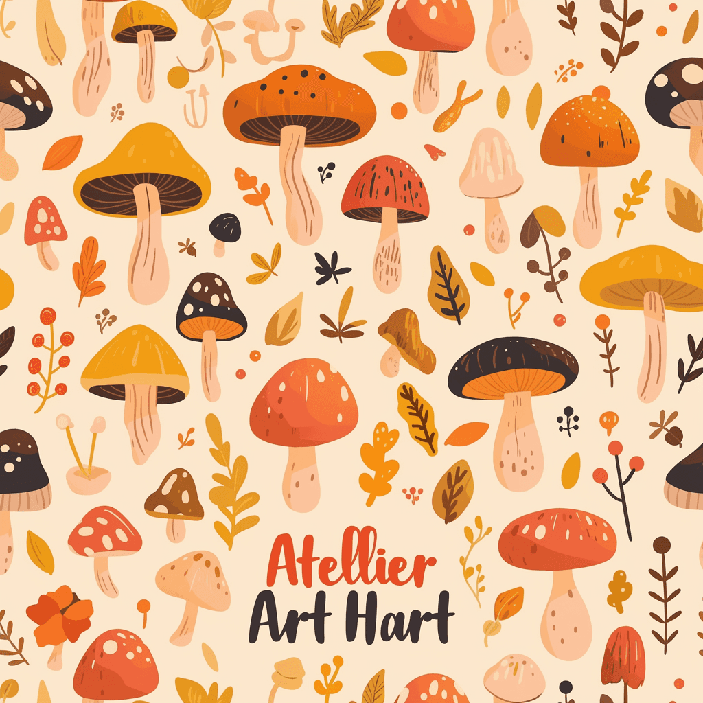 Mushroom Parade original repeating artwork
