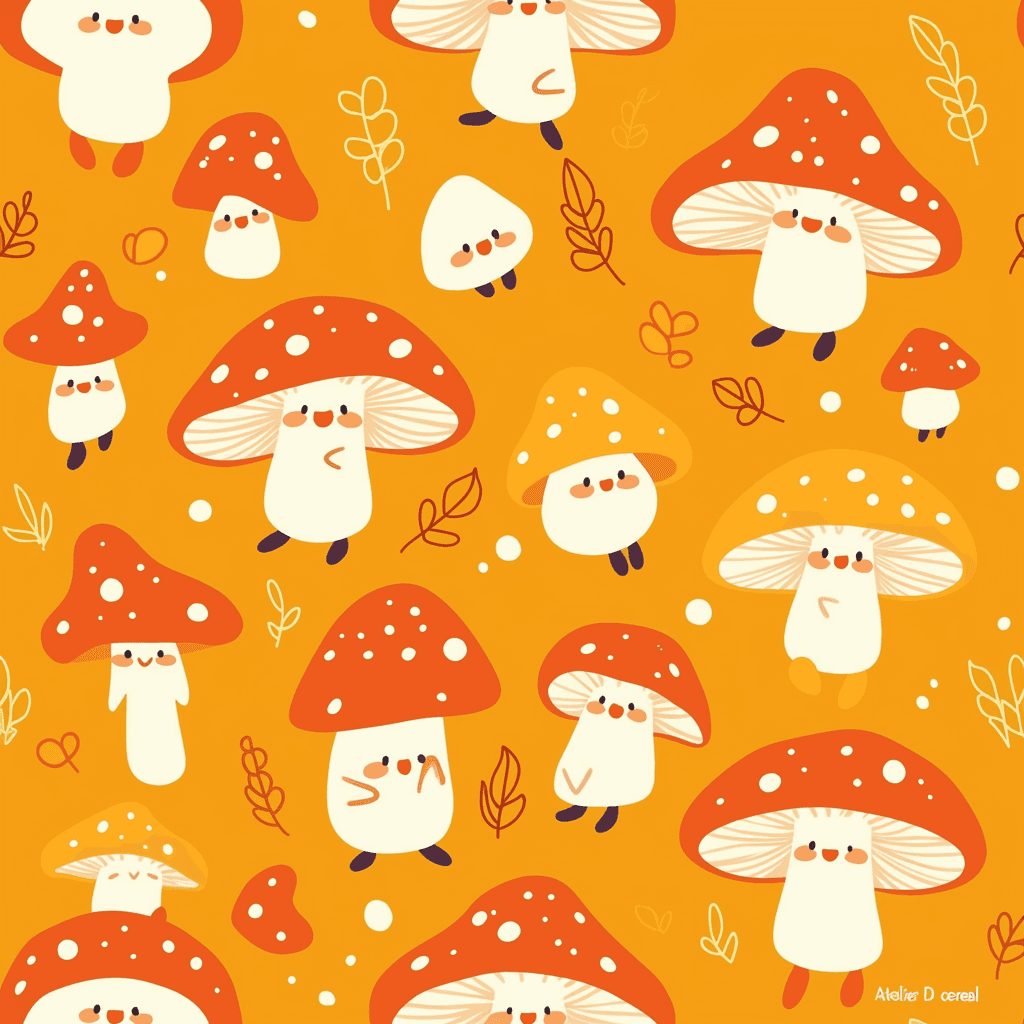 Mushroom Bounce original repeating artwork