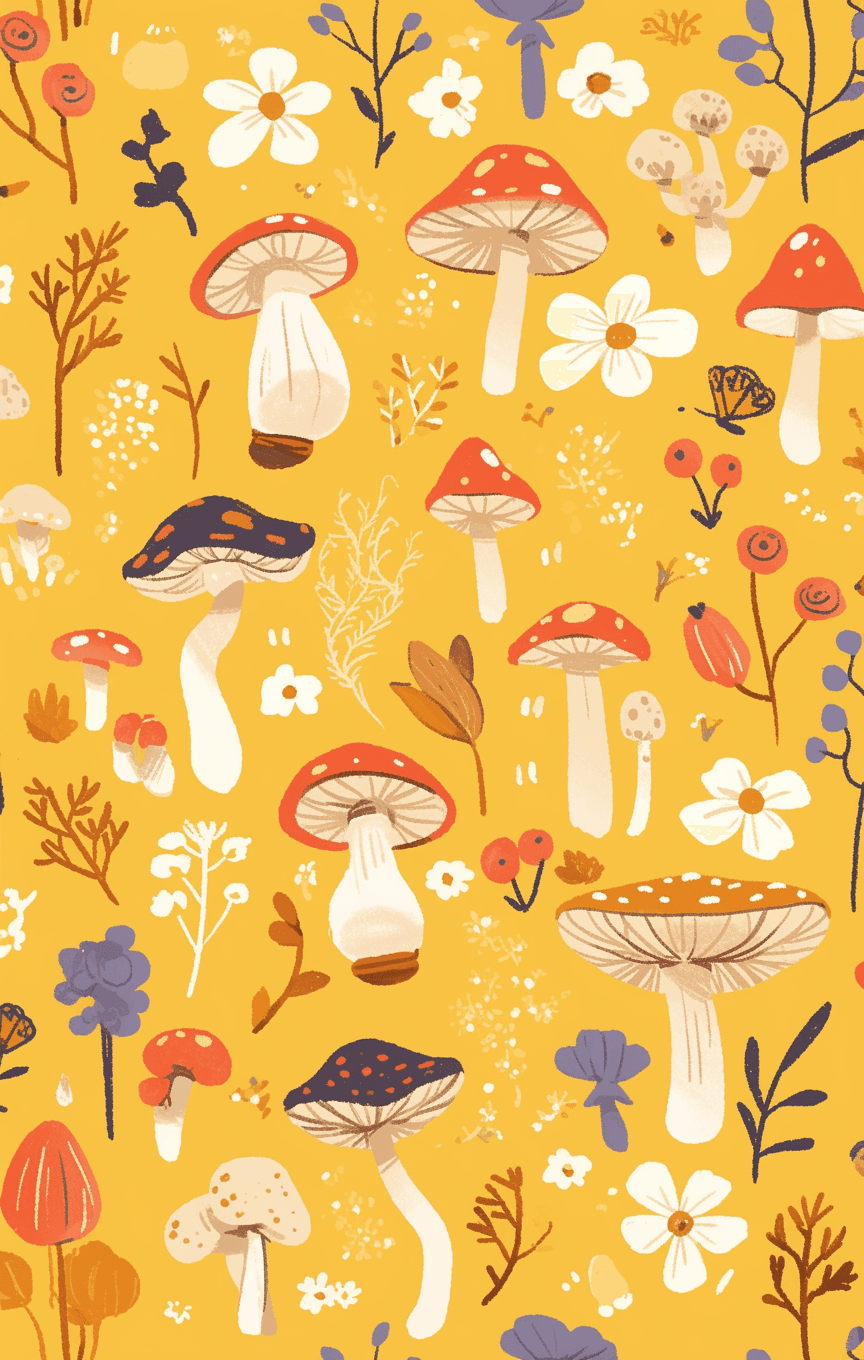 Mushroom Party original repeating artwork