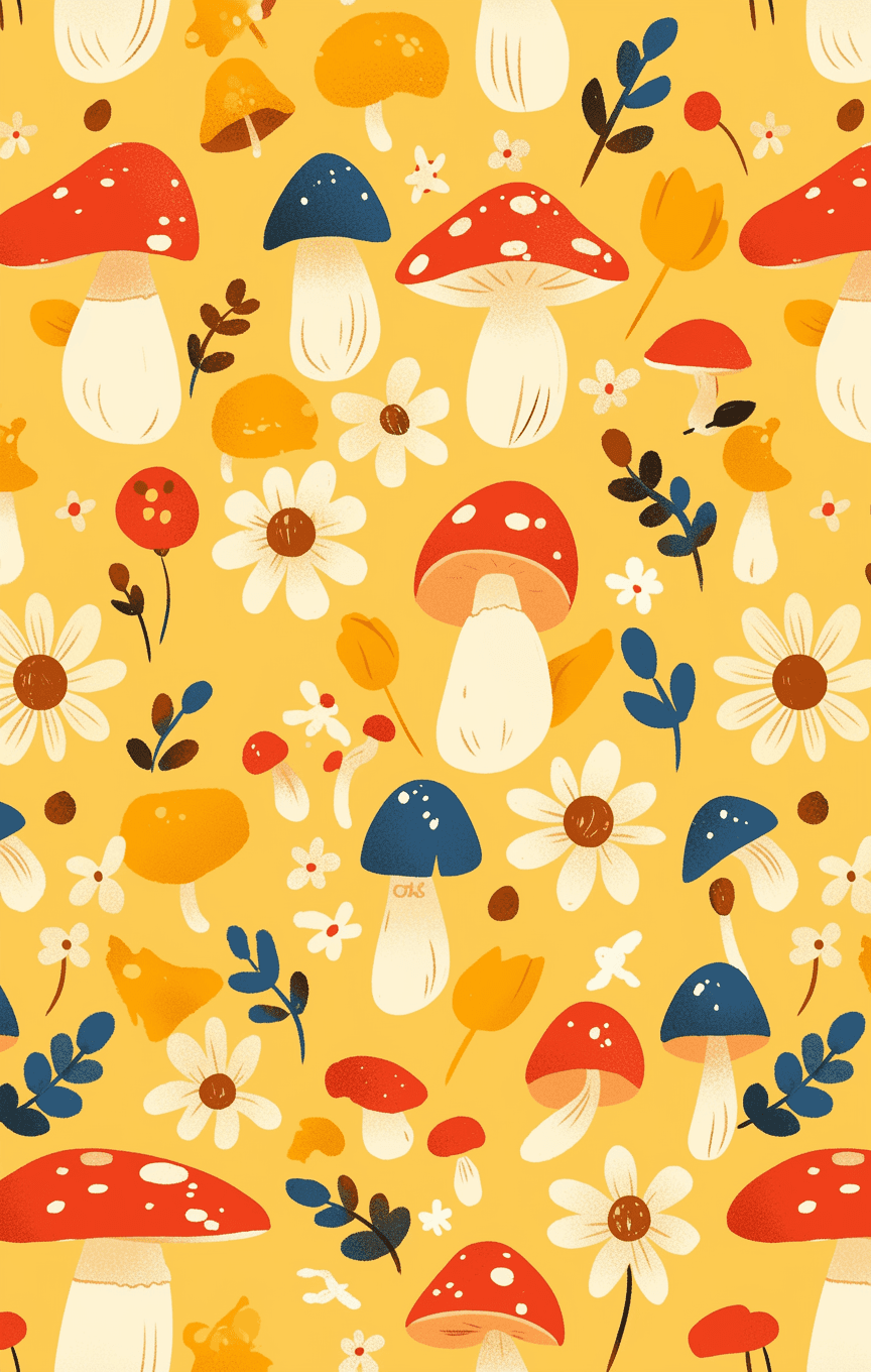 Mushroom Picnic original repeating artwork
