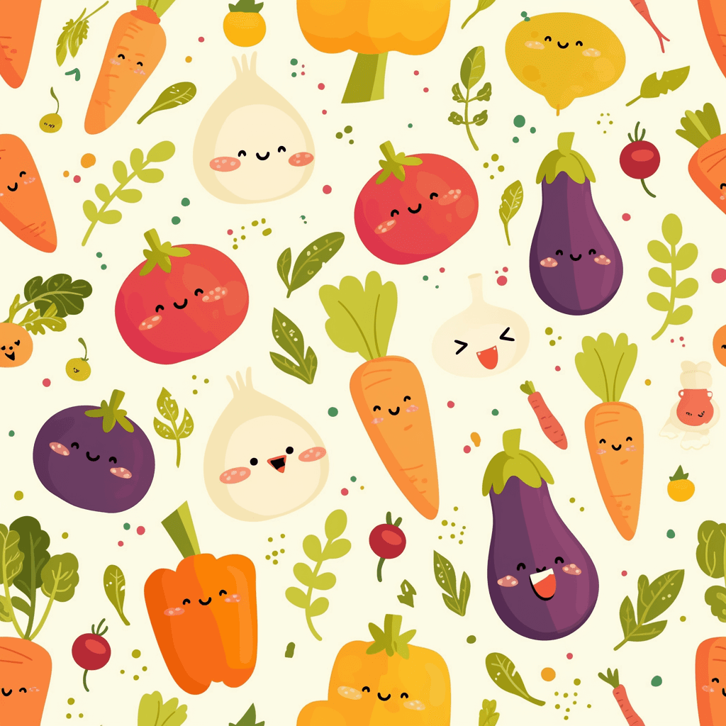Veggies Sunlit original repeating artwork