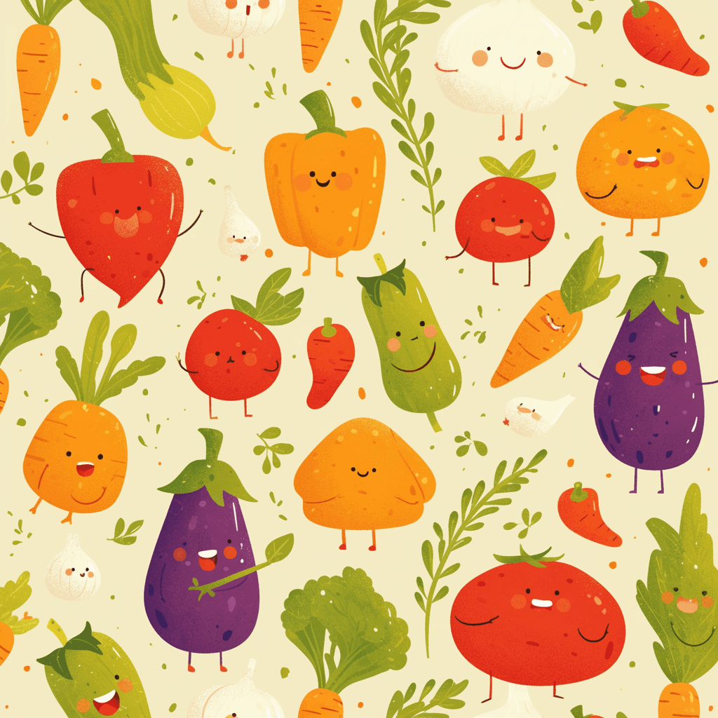 Veggies Ivory original repeating artwork