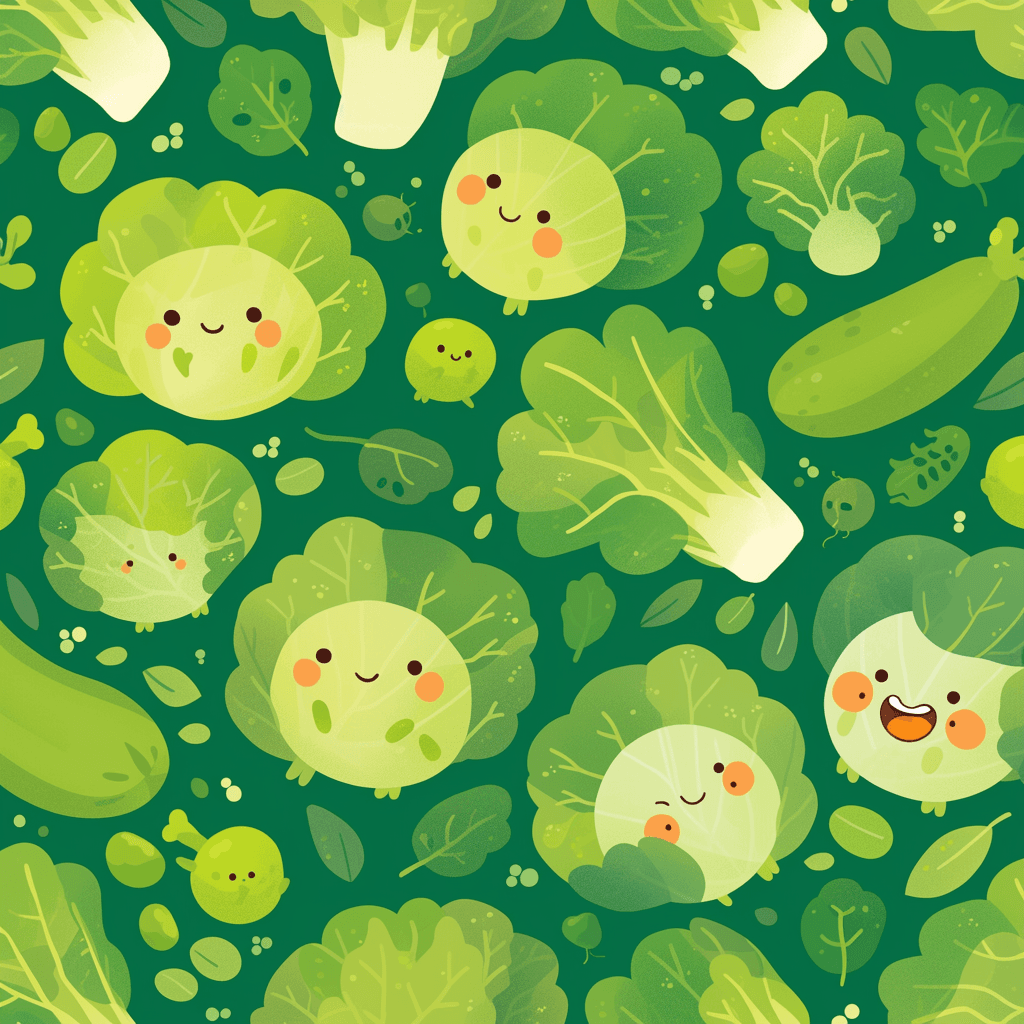 Veggies Parade original repeating artwork