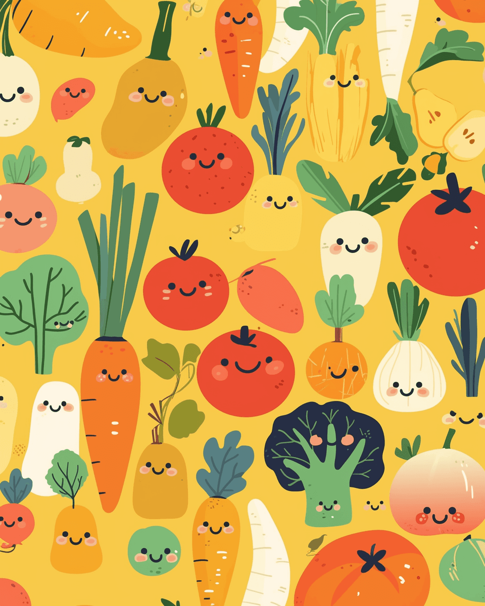 Veggies Neon original repeating artwork