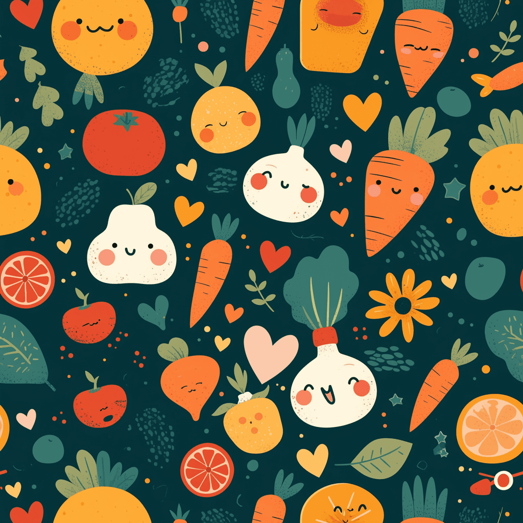 Veggies Snap original repeating artwork