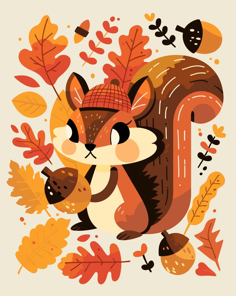 Squirrel Picnic original repeating artwork