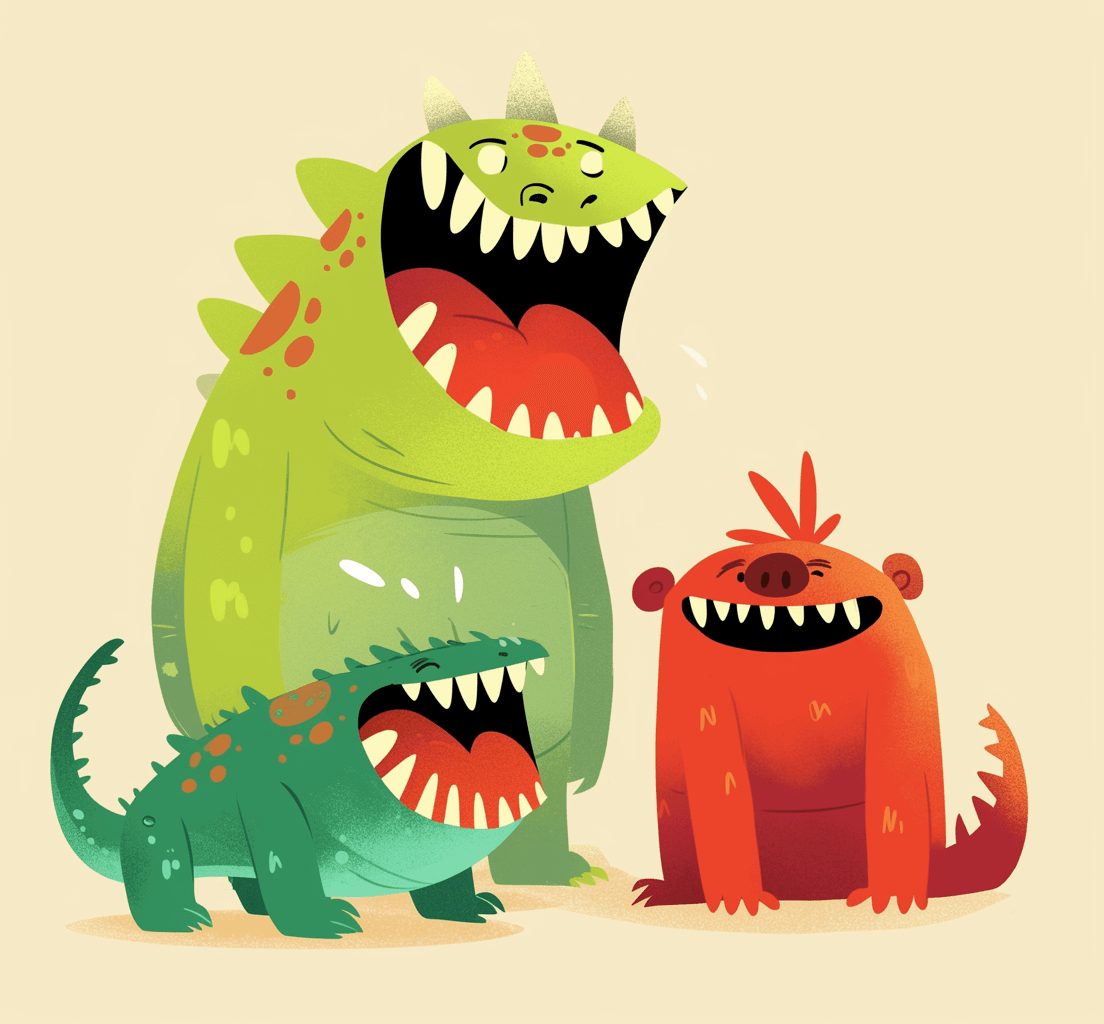Cartoon Monster Slide original repeating artwork