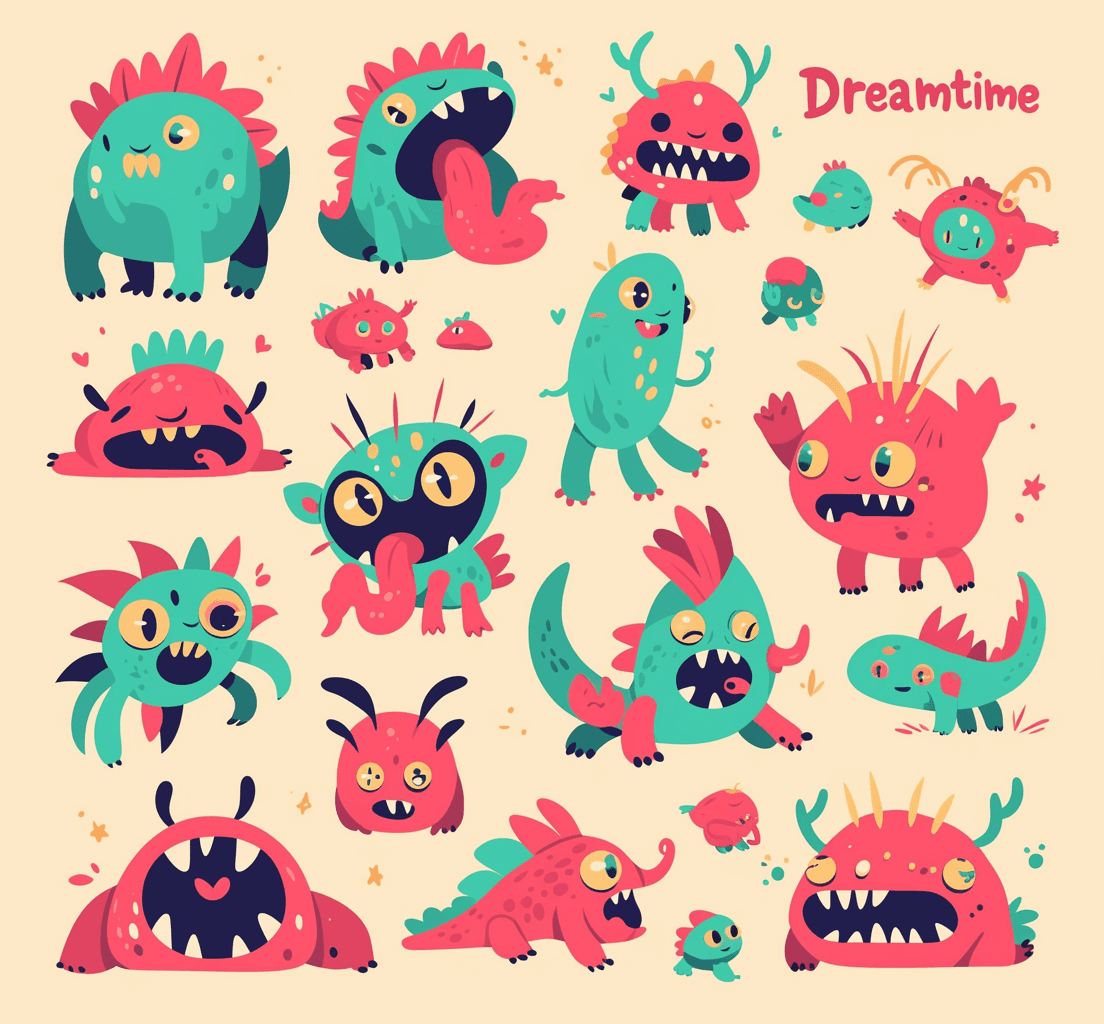 Cartoon Monster Bounce original repeating artwork