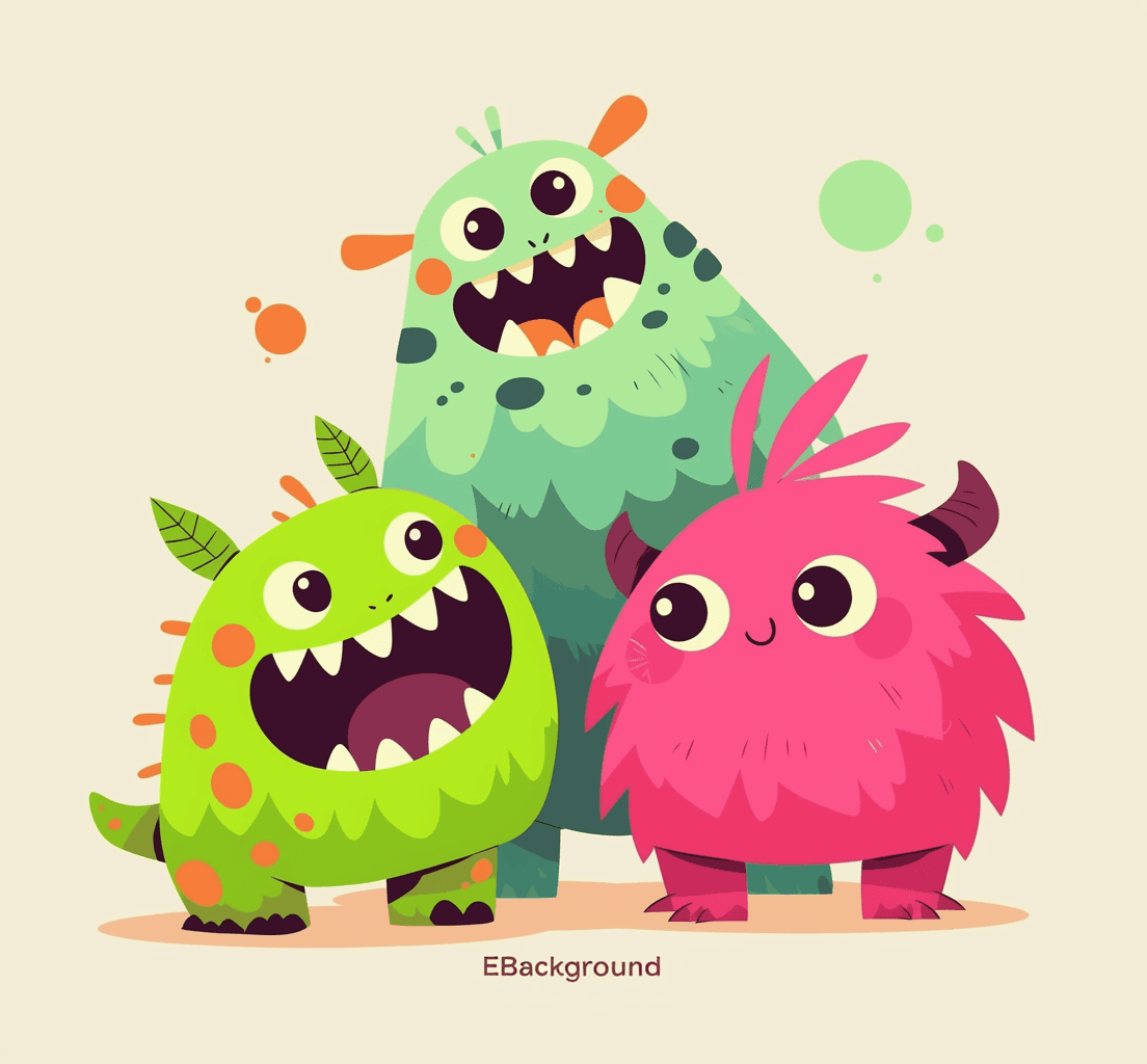 Cartoon Monster Tribe original repeating artwork