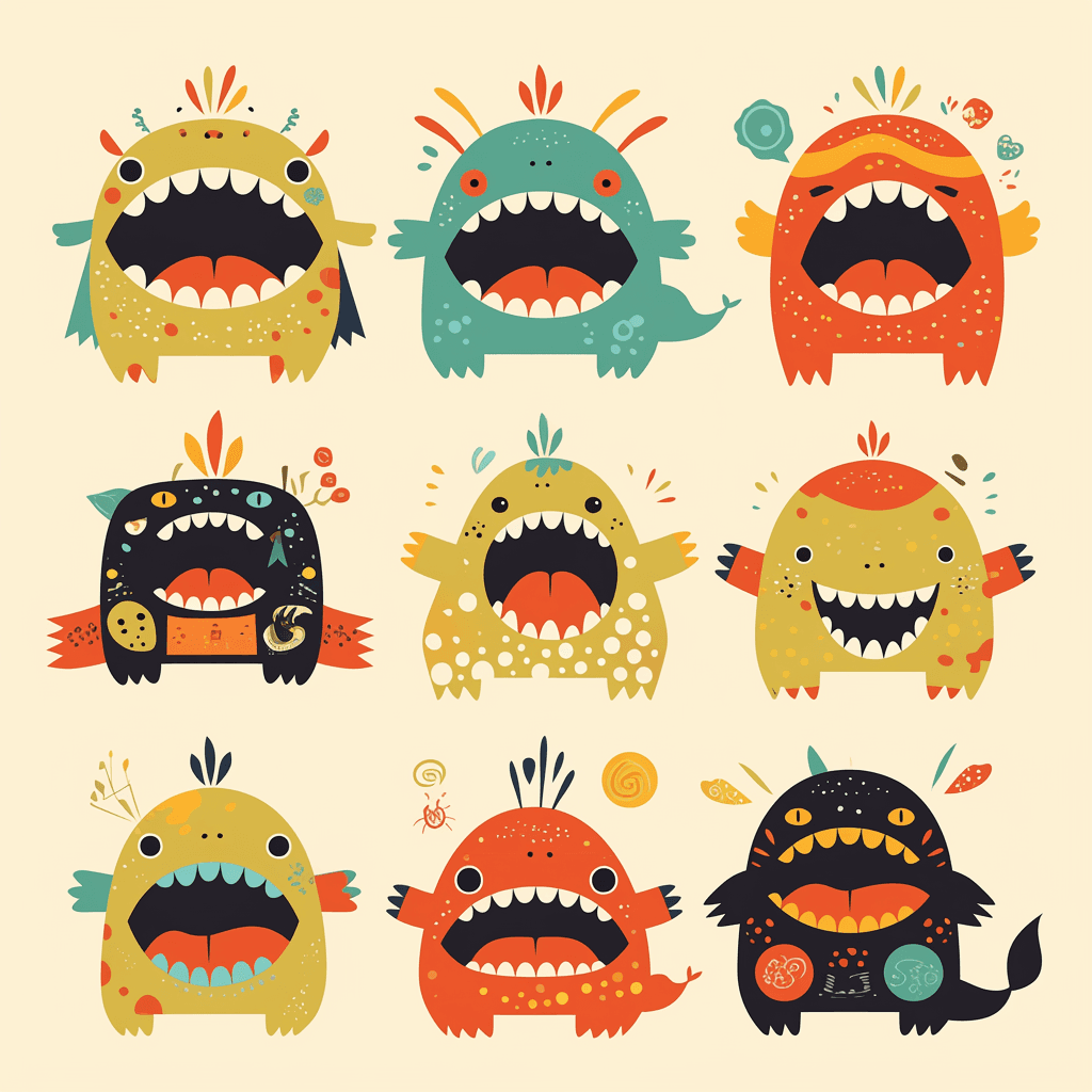 Cartoon Monster Snap original repeating artwork
