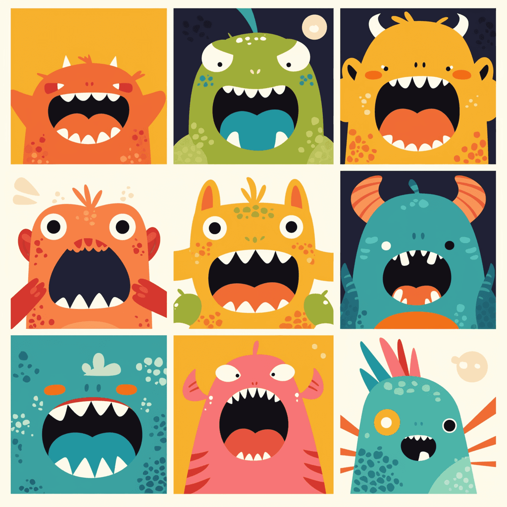 Cartoon Monster Carnival original repeating artwork