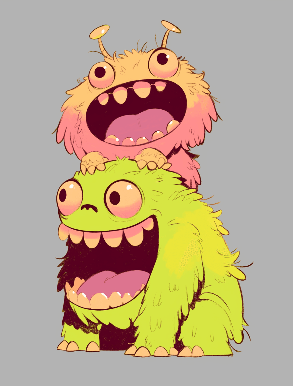 Cartoon Monster Chase original repeating artwork