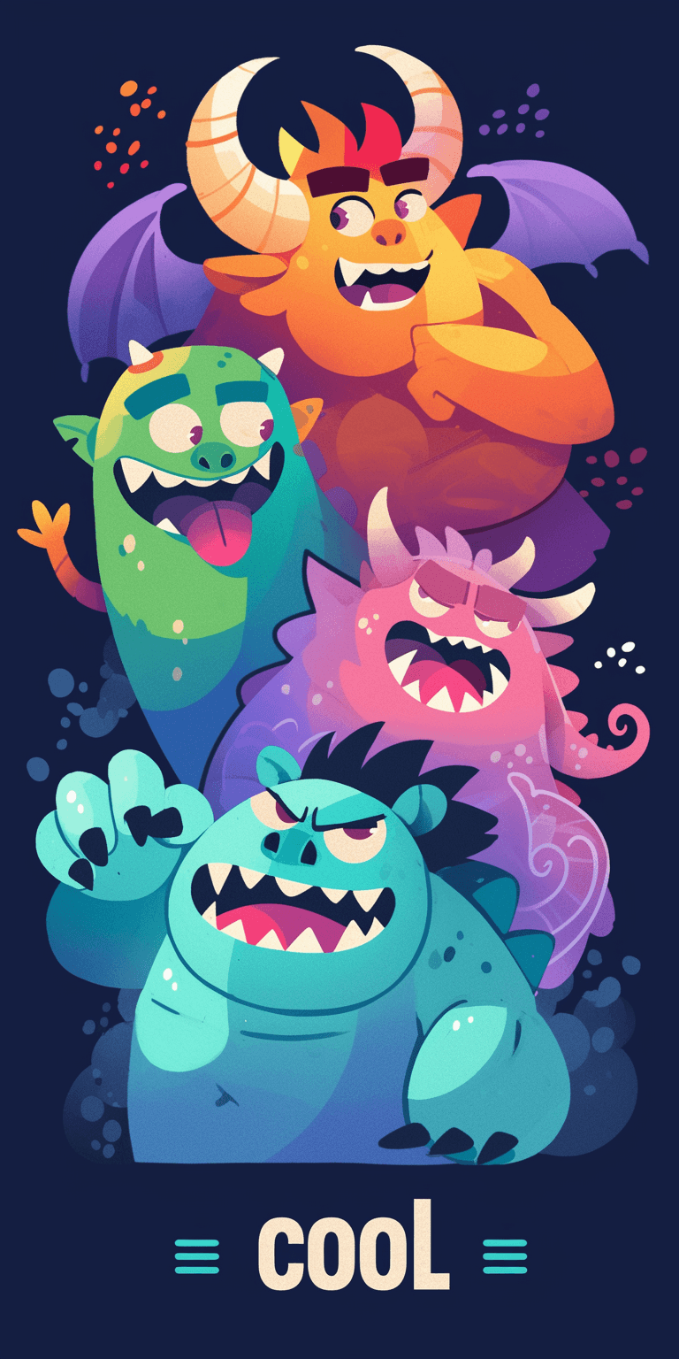 Cartoon Monster Daybreak original repeating artwork