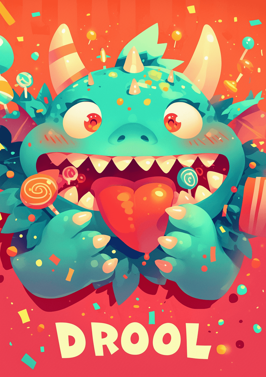 Cartoon Monster Picnic original repeating artwork