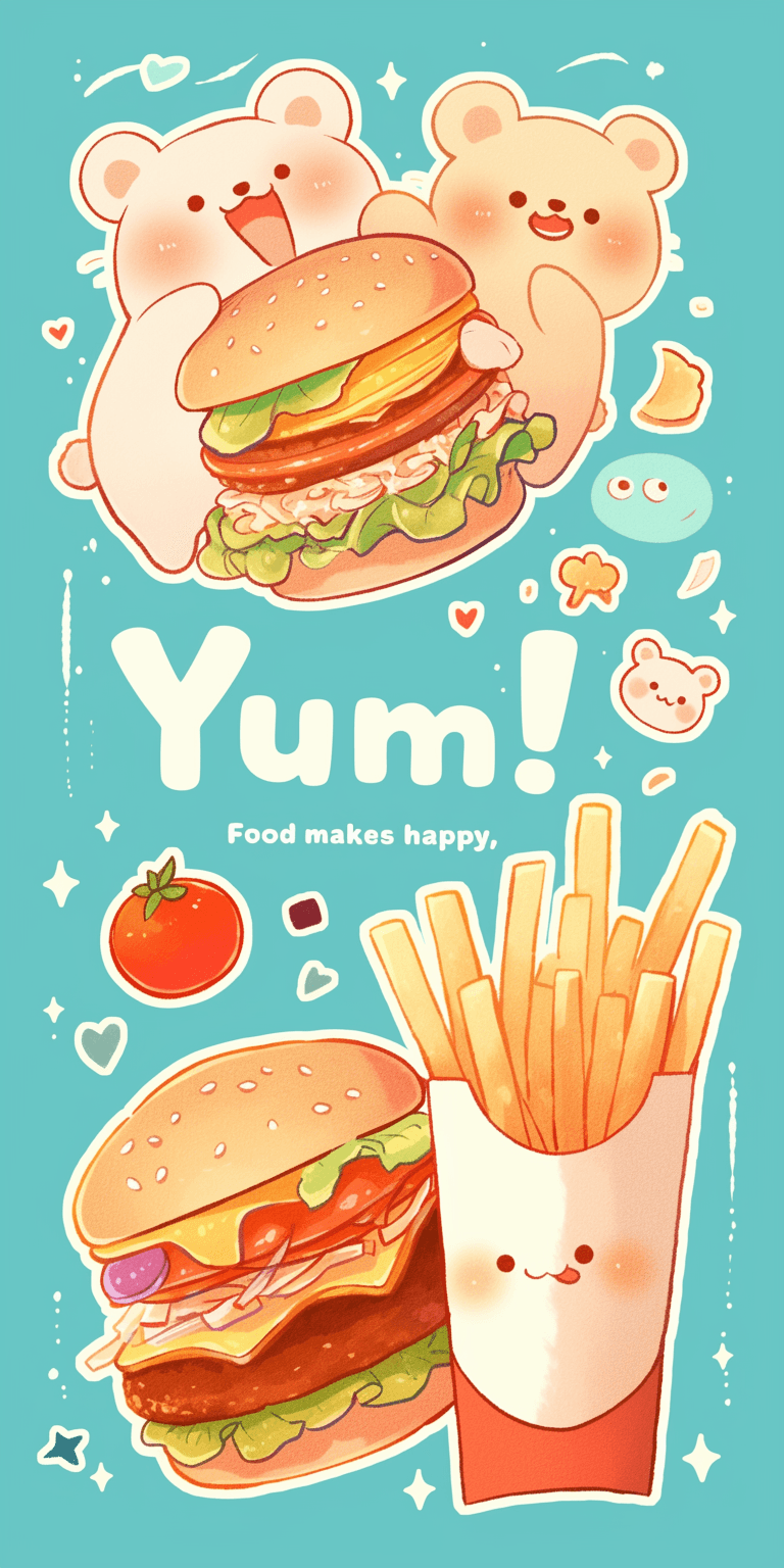 Burger Spin original repeating artwork