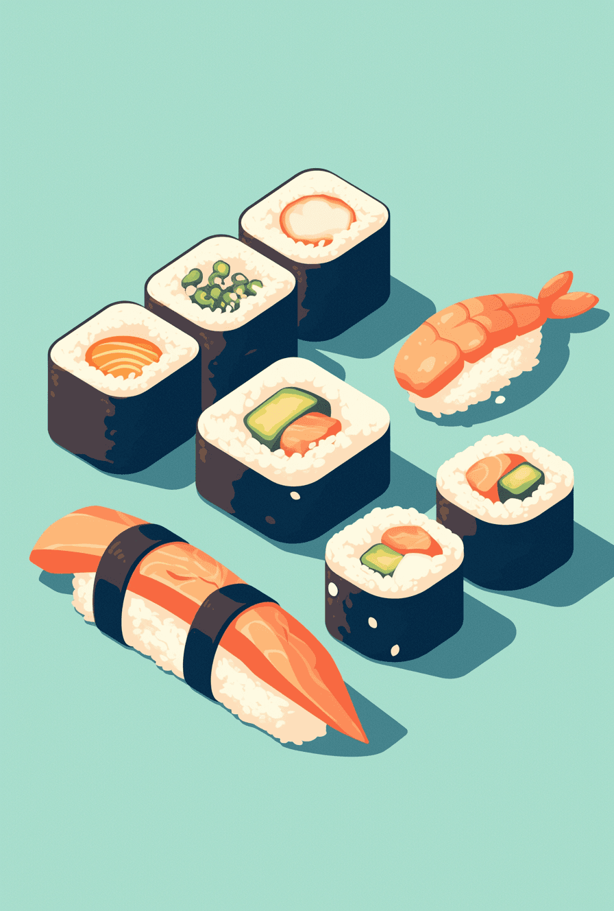 Sushi Pastel original repeating artwork