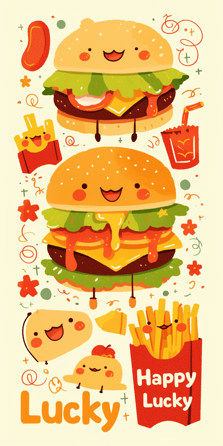 Burger Slide original repeating artwork