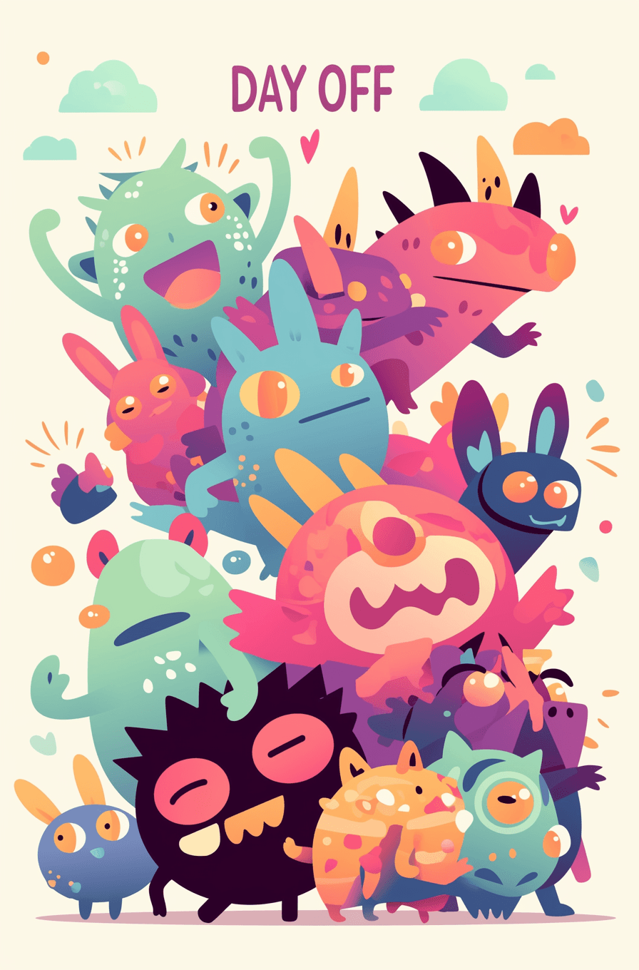 Cartoon Monster Starlight original repeating artwork
