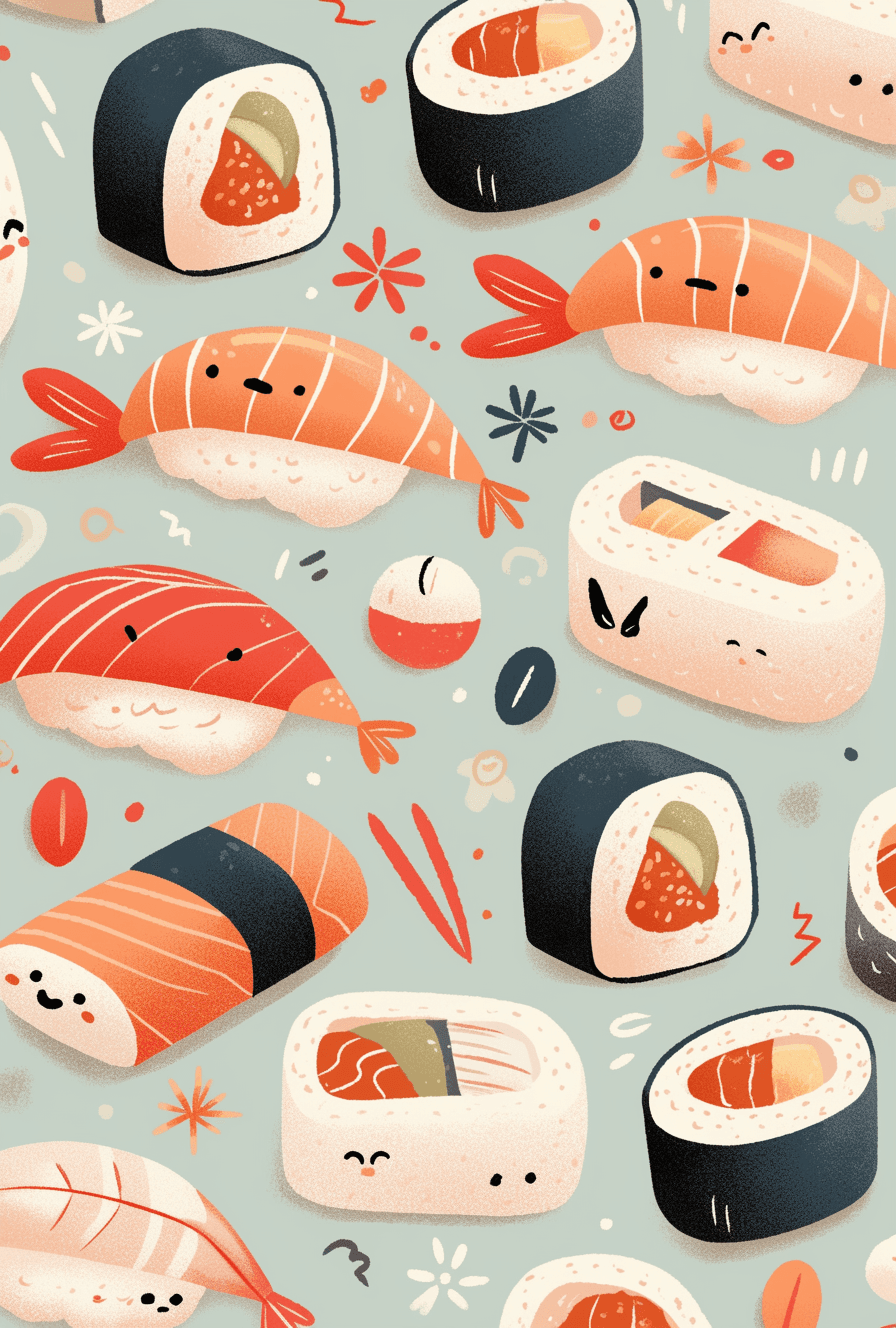 Sushi Burst original repeating artwork