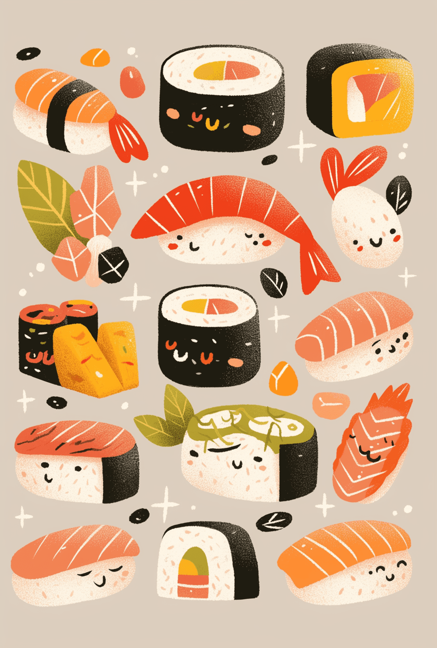 Sushi Flare original repeating artwork