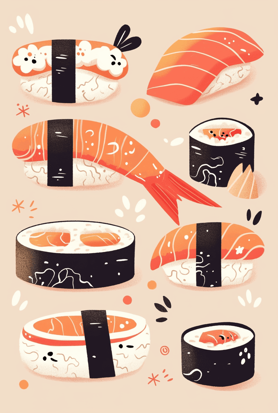 Sushi Flip original repeating artwork
