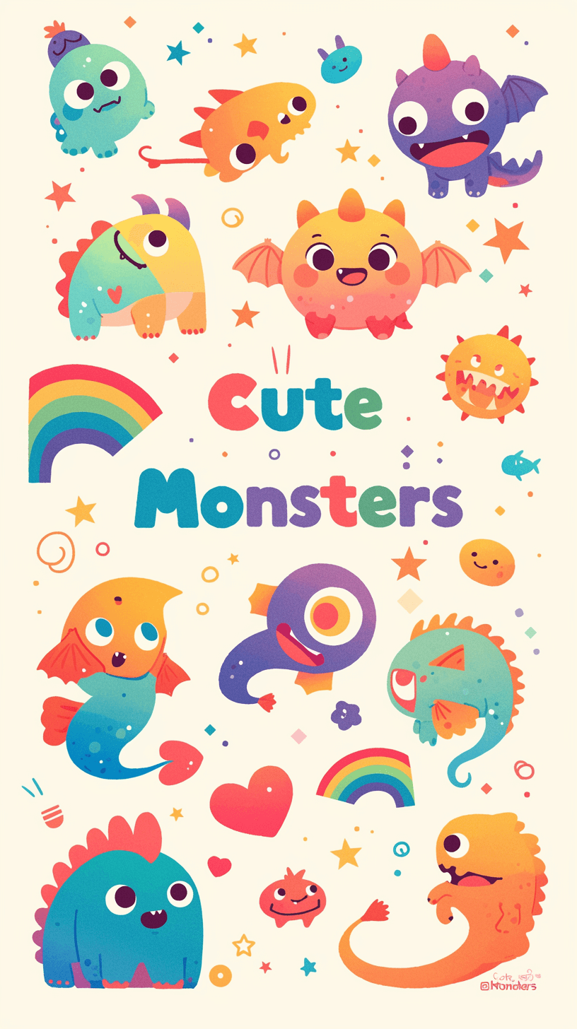 Quirky Monster Squad original repeating artwork