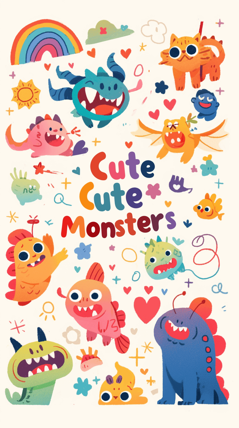 Quirky Monster Gang original repeating artwork
