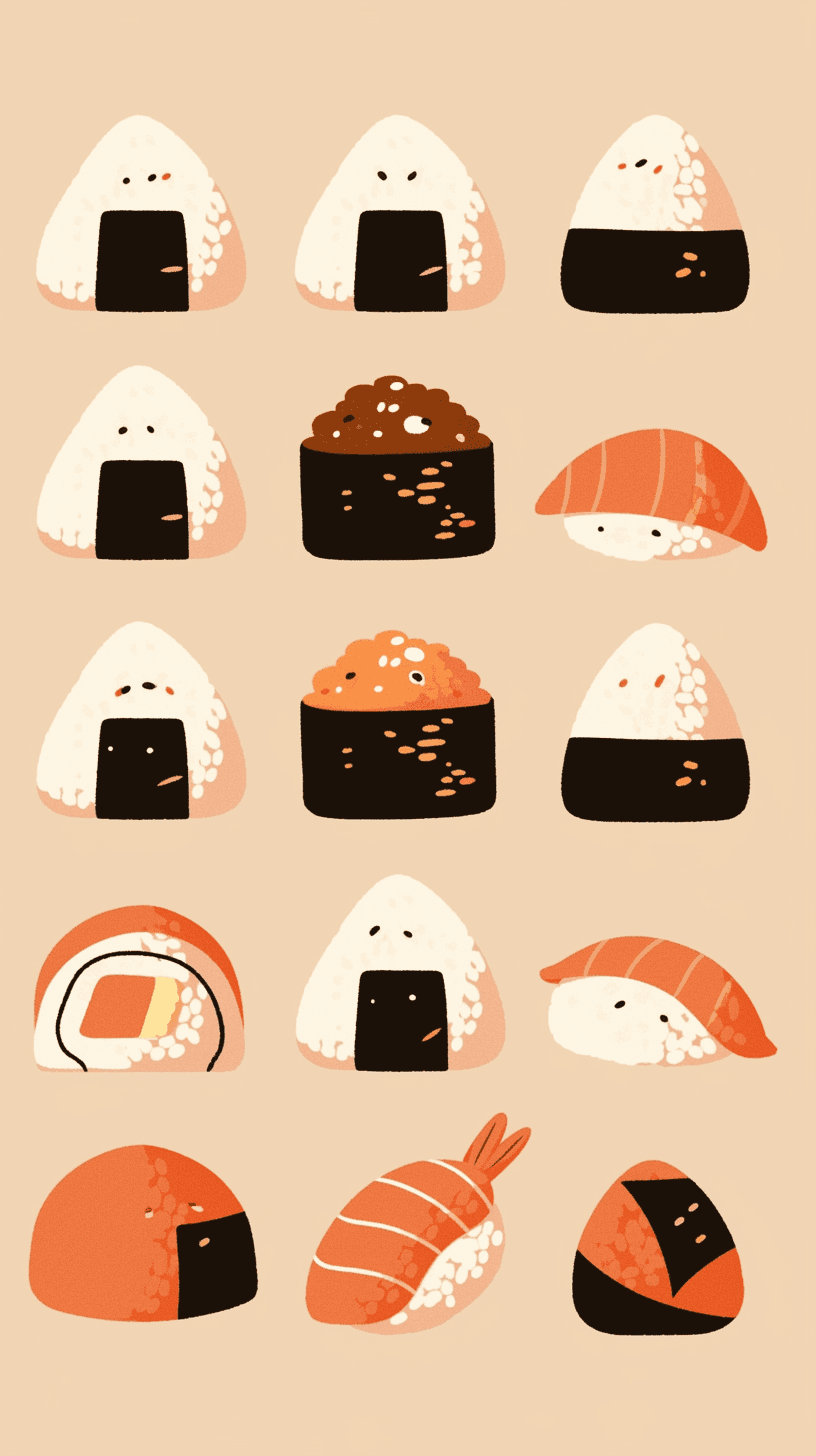 Rice Ball Tribe original repeating artwork